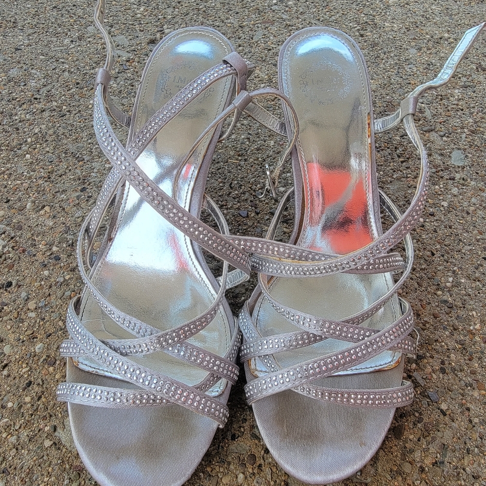 I Miller silver strapped heels